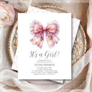 Rosa Coquette Bow Girl Baby Dusche Einladung