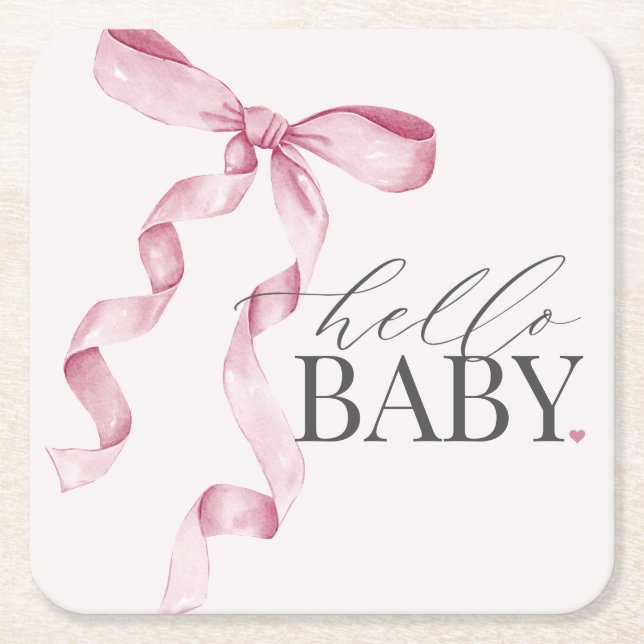Rosa Coquette Bow Girl Babydusche Dekoration Rechteckiger Pappuntersetzer (Vorderseite)