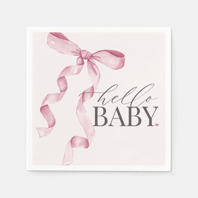 Rosa Coquette Bow Girl Babydusche Dekoration Serviette (Vorderseite)