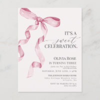 Rosa Coquette Bow Girl Geburtstagsparty Einladung