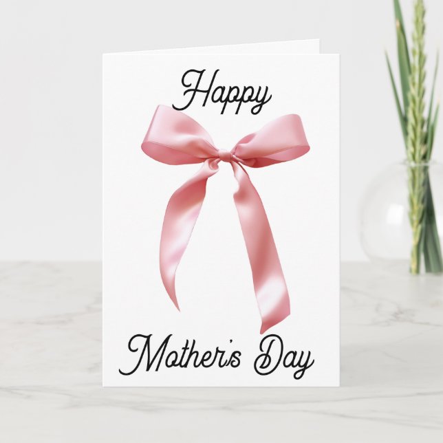 Rosa Coquette Bow Happy Mother Day Karte (Vorderseite)