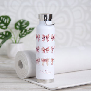 Rosa Coquette Bow Individuelle Name Trinkflasche