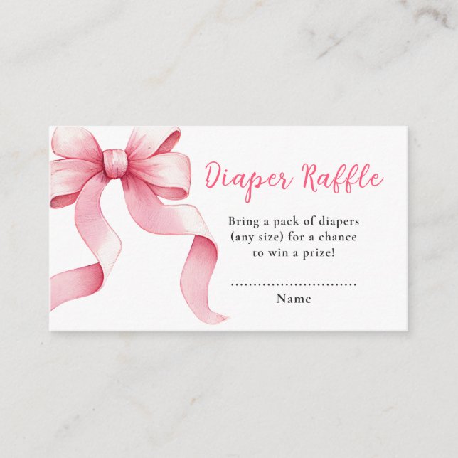 Rosa Coquette Bow Kinderdusche Windelwindeln Begleitkarte (Vorderseite)