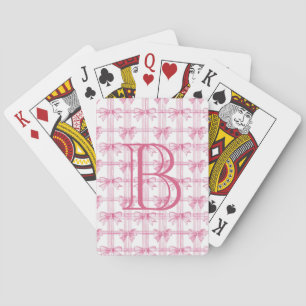 Rosa Coquette Bow Monogramm Spielkarten
