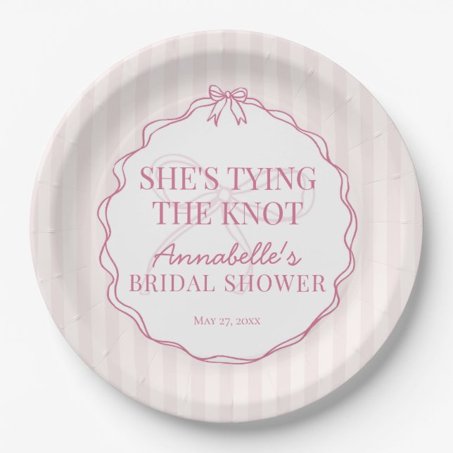 Rosa Coquette Bow Pastell Brautparty Brunch Pappteller (Vorderseite)