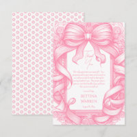 Rosa Coquette Bow Ribbon Toile de Jouy Baby Dusche