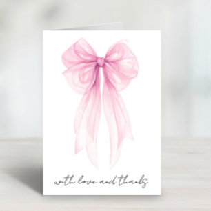 Rosa Coquette Bow Watercolor Girl Dusche Dankeskarte