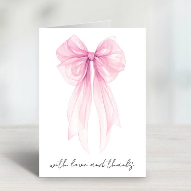 Rosa Coquette Bow Watercolor Girl Dusche Dankeskarte (Von Creator hochgeladen)