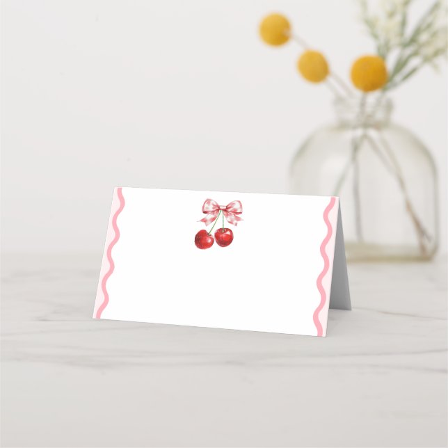 Rosa Coquette Cherry Blank Food Label Platzkarte (Vorderseite)