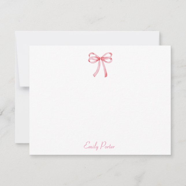 Rosa Coquette Ribbon Personalisierte Mitteilungska Mitteilungskarte (Vorderseite)