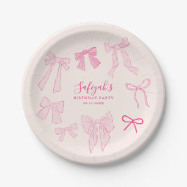 Rosa Coquette Ribbons Geburtstagsparty Paper Telle Pappteller