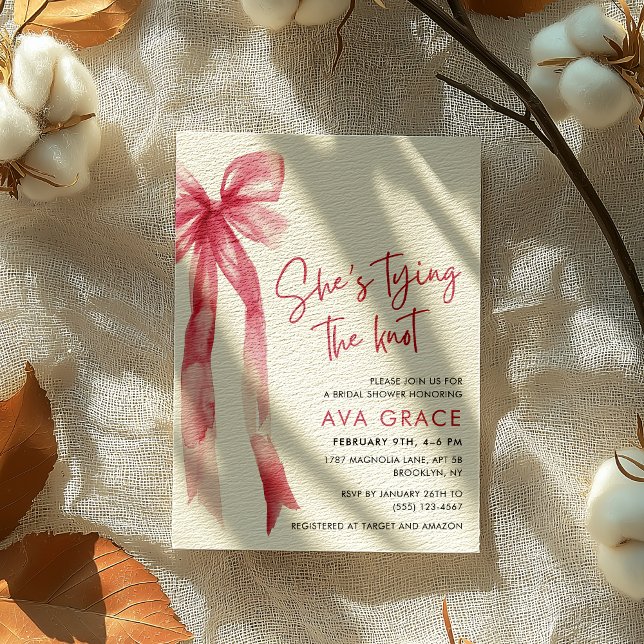 Rosa Coquette Sie bindet das Brautparty des Knoten Einladung (Von Creator hochgeladen)