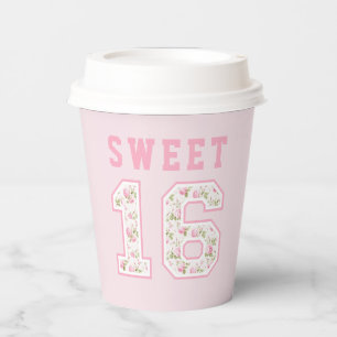 Rosa Coquette Sweet 16 University Pappbecher