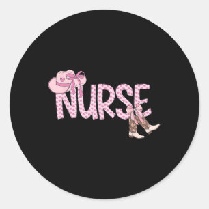 Rosa Coquette Western Cowgirl Krankenpflege Runder Aufkleber