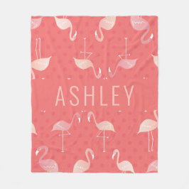 Rosa Coral Red Flamingo Muster Personalisiert Fleecedecke