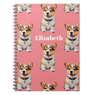 Rosa Corgi Notizbuch Anpassbarer Weißer Text Notizblock