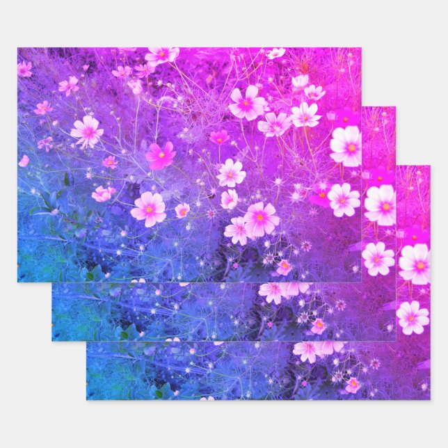 Rosa Cosmos bipinnatus Blume im Vollblut Geschenkpapier Set (Set)