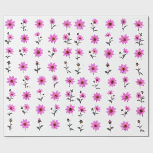 Rosa Cosmos-Blumen Botanisches Set Sanfte Blüten Geschenkpapier