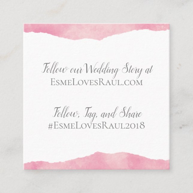 Rosa Cotton Candy Watercolor Hochzeitskarte Quadratische Visitenkarte (Vorderseite)
