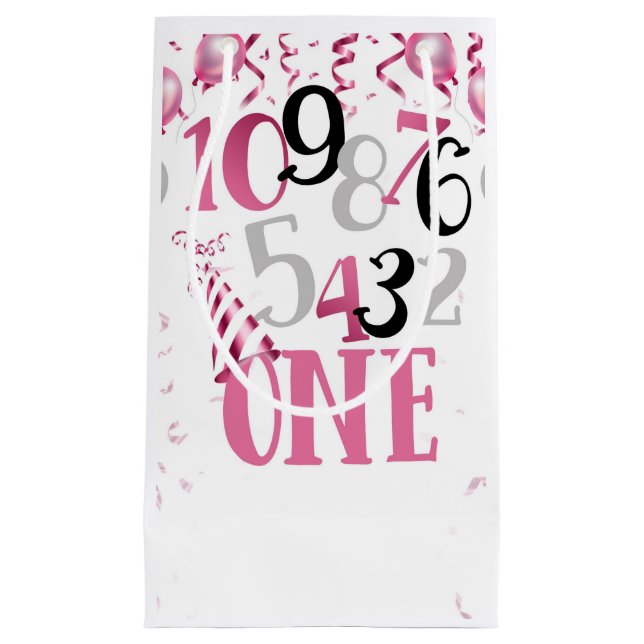 Rosa Countdown zu einem Geschenkbeutel Kleine Geschenktüte (Vorderseite)