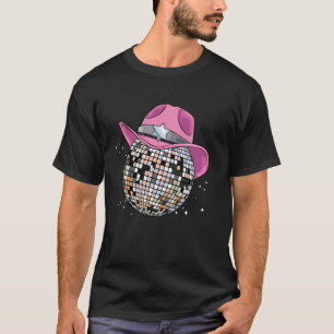 Rosa Cowboyhut Club Disco Party Ball 70er Jahre Ko T-Shirt
