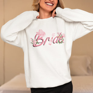 Rosa Cowboyhut mit Blumen Braut  Sweatshirt