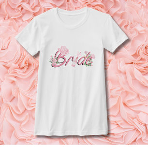 Rosa Cowboyhut mit Blumen Braut  T-Shirt