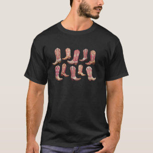 Rosa Cowboystiefel, Florale Country Western Cowgir T-Shirt