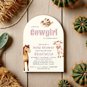 Rosa Cowgirl-Baby-Shower-Einladung mit Bogen-Desig Einladung
