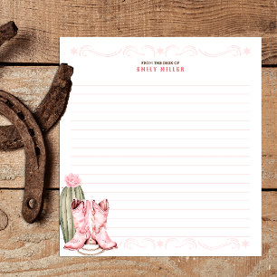 Rosa Cowgirl-Bücher für Babysteckkarte Notizblock