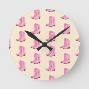 Rosa Cowgirl-Cowboystiefel Land Texas Ranch Runde Wanduhr