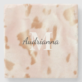 Rosa Cowgirl Cowhide Monogram Steinuntersetzer