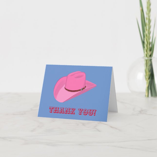 Rosa Cowgirl Dankeskarte (Vorderseite)