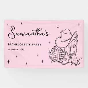 Rosa Cowgirl-Disco Letzte Rodeo-Junggesellinnenpar Banner