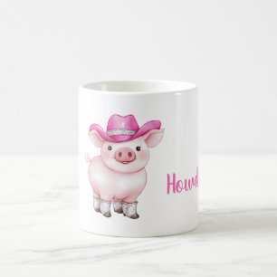 Rosa Cowgirl-Hut Howdy Schwein Kaffeetasse