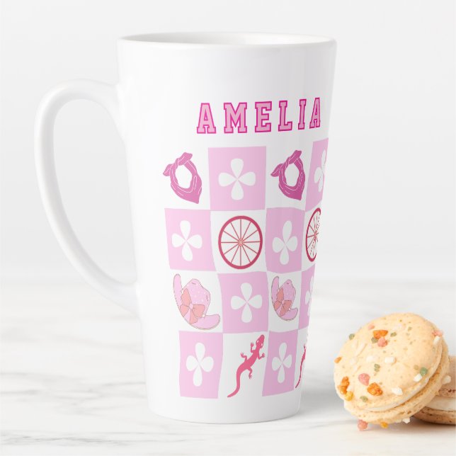 Rosa Cowgirl mit Blume Milchtasse (Beispiel)