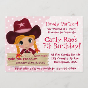 Rosa Cowgirl-Party Einladung