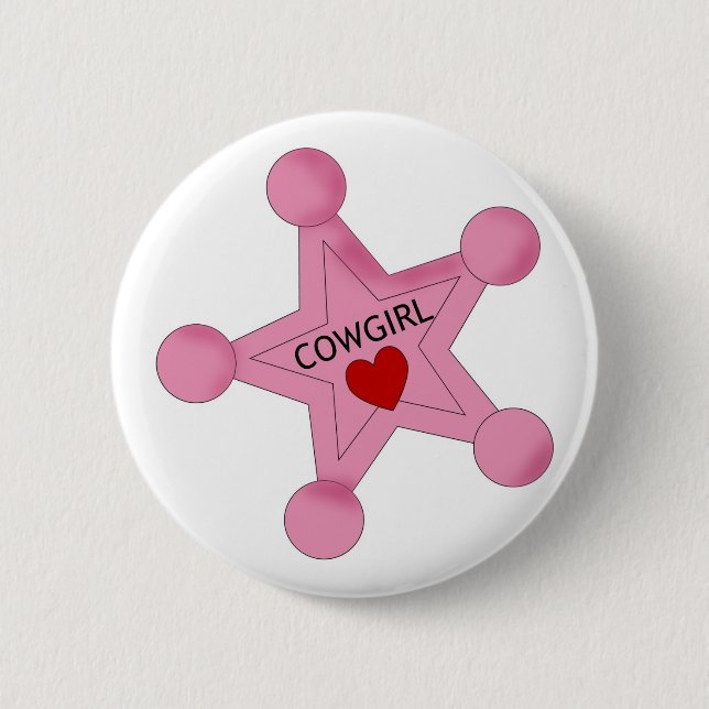Rosa Cowgirl-Sheriff-Stern-Knopf Button (Vorderseite)