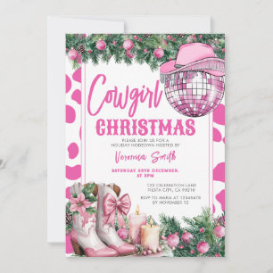 Rosa Cowgirl-Weihnachtsfeier Western-Feiertagsstie Einladung