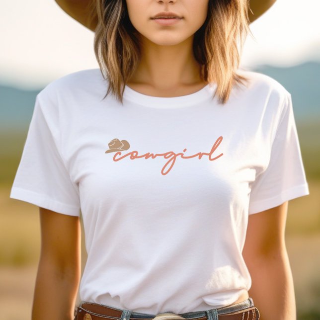 Rosa Cowgirl Western minimalistisch trendig T-Shirt (Von Creator hochgeladen)
