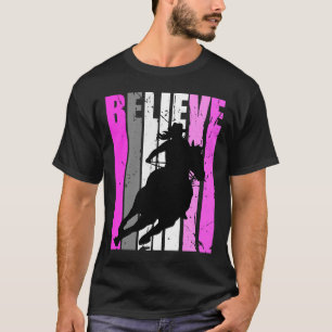 Rosa Cowgirls Reiten Reiten Reiter Rück-Runde Vint T-Shirt