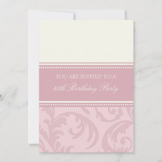 Rosa Cream Floral 80. Geburtstagsparty Einladungen