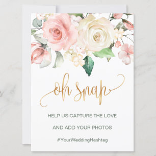 Rosa Cremarosen Oh snap Schild/Hashtag Hochzeitska Einladung