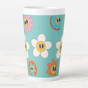 Rosa Creme-Abbildung Retro-Blume latte Tasse