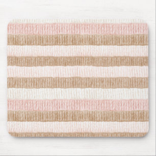Rosa Creme Beige Streifen Mousepad