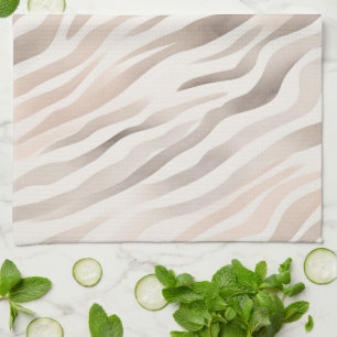 Rosa Creme Beige Zebra Tierprint Geschirrtuch