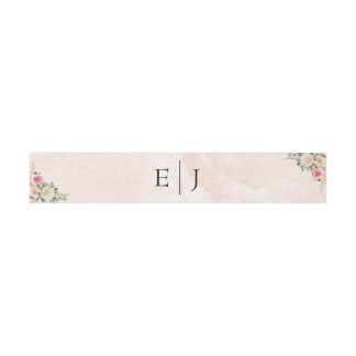 Rosa Creme Blumen Hochzeitseinladung Bauchband Einladungsbanderole