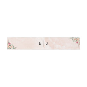 Rosa Creme Blumen Hochzeitseinladung Bauchband Einladungsbanderole