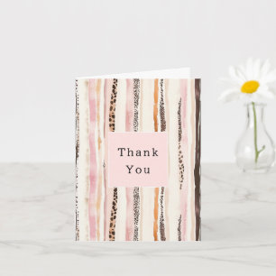 Rosa Creme Braun Leopard Tier Danke Karte