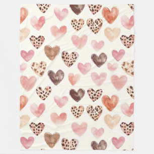 Rosa Creme Cowgirl-Herzen Fleecedecke